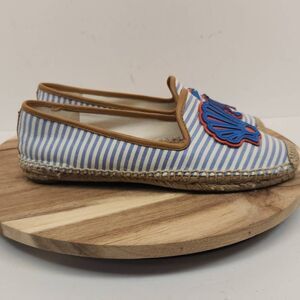 Tory Burch Striped Crab and Shell Espadrilles Women's Size 9.5